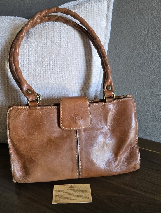 Patricia Nash Handbags - Patricia Nash Rienzo Satchel Handbag Full Grain Cognac Leather Vintage Style